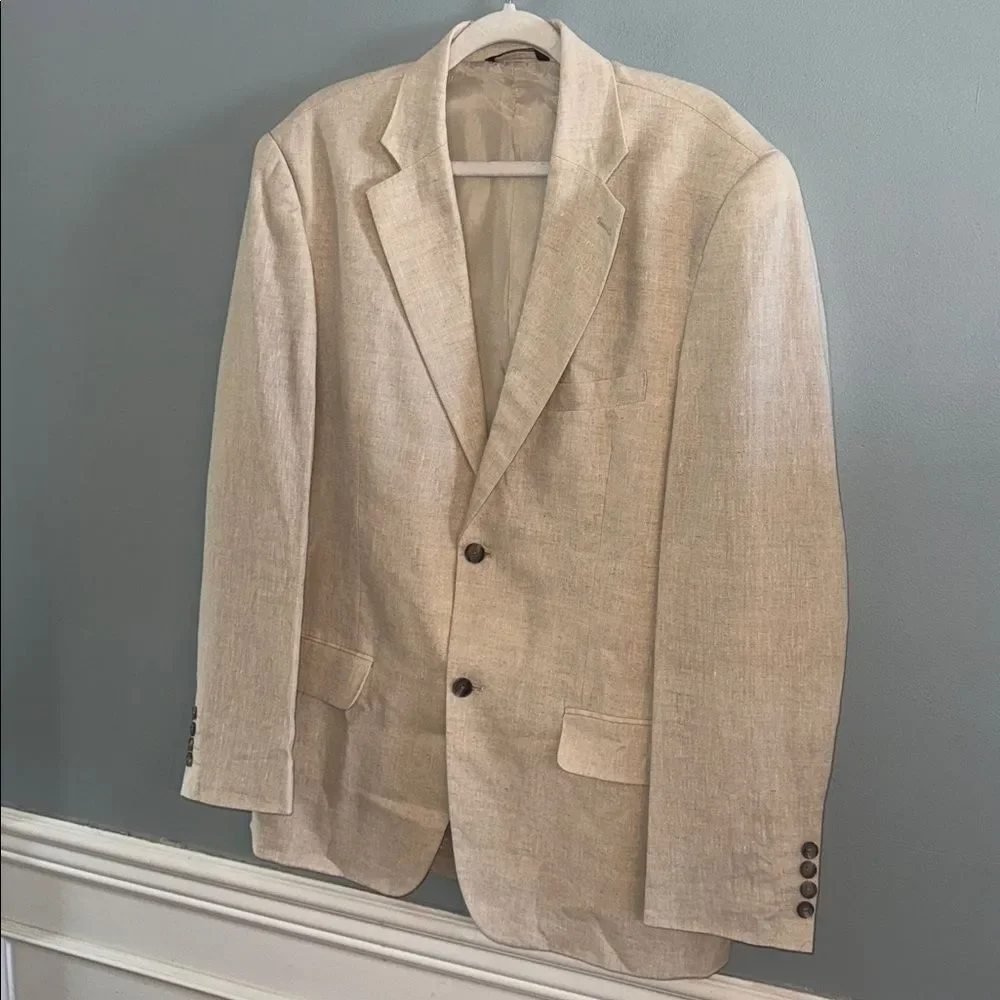 Tasso Elba Men’s Large 42-44 NEW 100% cream Linen blazer